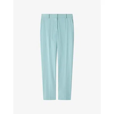 Joseph Womens Chambray Coleman Slim-fit Mid-rise Stretch-cotton Trousers In Blue
