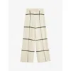 Joseph Womens Oat Combo Checked Wide-leg Cotton And Silk Trousers In Oat Combo