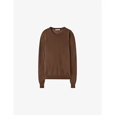 Joseph Womens Cinnamon Cashair Round-neck Cashmere Jumper In Brown