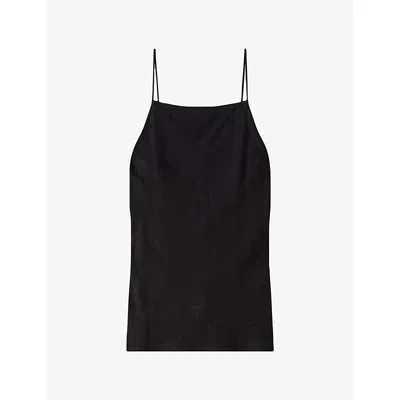 Joseph Womens Cloe Leopard-jacquard Woven Cami Top Black