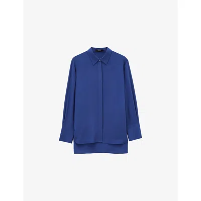 Joseph Womens Cobalt Bold Relaxed-fit Silk Blouse In Blue