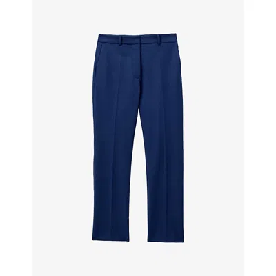 Joseph Womens Cobalt Coleman Straight-leg Mid-rise Stretch-cotton Trousers In Blue