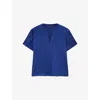 Joseph Womens Cobalt Gala V-neck Short-sleeve Silk Blouse In Blue