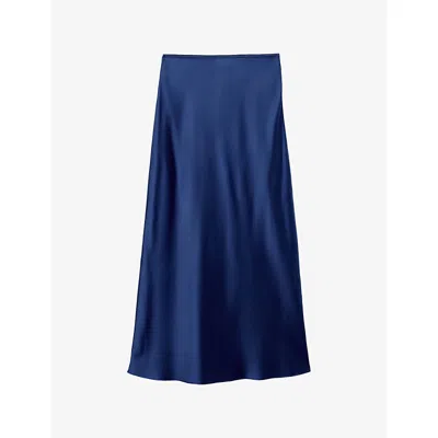 Joseph Womens Cobalt Isaak Elasticated-waist Silk Maxi Skirt In Blue