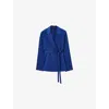 Joseph Womens Cobalt Joubert Double-breasted Silk-satin Jacket In Blue