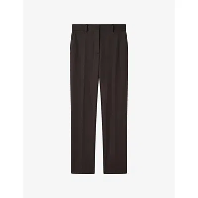 Joseph Womens Cocoa Coleman Slim-fit Straight-leg Stretch-gabardine Trousers In Brown