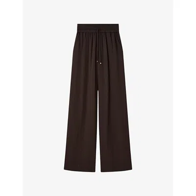Joseph Womens Cocoa Dee Crepe Wide-leg Trousers In Brown
