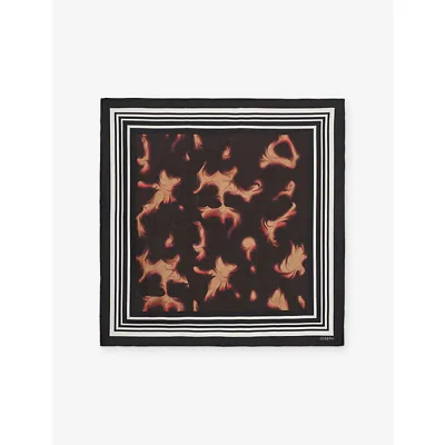 Joseph Womens Danica Graphic-print Small Silk Scarf Tortoise Shell In Red