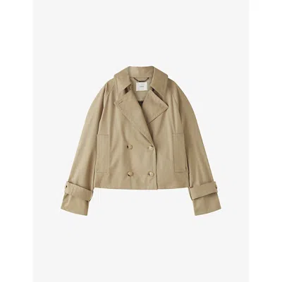 Joseph Womens Dark Powder Zago Relaxed-fit Cotton Trench Jacket In Brown