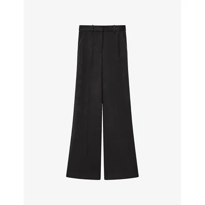 Joseph Womens Dark Smoke Alana Wide-leg Wool-blend Trousers In Black