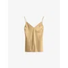 Joseph Womens Desert Sand Clea V-neck Silk-satin Camisole Top In Gold