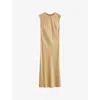 Joseph Womens Desert Sand Garnier Sleeveless Silk-satin Midi Dress In Desert Sand
