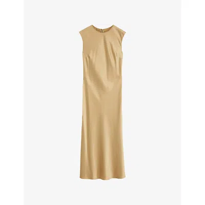 Joseph Womens Desert Sand Garnier Sleeveless Silk-satin Midi Dress