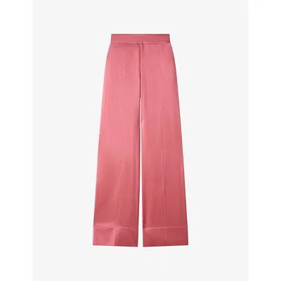 Joseph Womens Dijon Elasticated-waist Wide-leg Silk Trousers Pomegranate In Pink