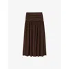 Joseph Womens Ebony Bex Ruched Silk Midi Skirt In Ebony