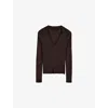 Joseph Womens Satiny Polo-collar Knitted Top Ebony Xs In Ebony