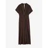 Joseph Womens Ebony Sofia Plissé Woven Jumpsuit In Ebony