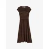 Joseph Womens Ebony Sophe Gathered Silk Midi Dress In Ebony