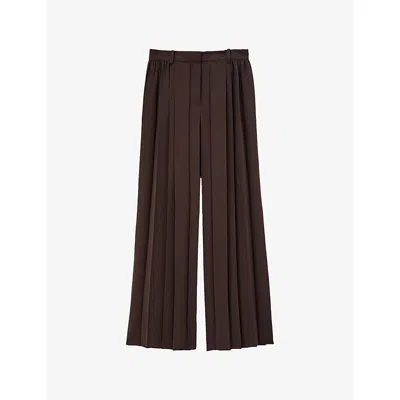 JOSEPH WOMENS EBONY TIBRE PLISSÉ WOVEN TROUSERS