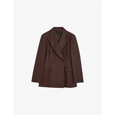 Joseph Womens Ebony Valery Double-breasted Silk And Cotton Blazer
