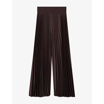 Joseph Womens Ella Wide-leg High-rise Crepe Culottes Mahogany In Burgundy