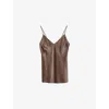 Joseph Womens Escargot Clea V-neck Silk Top In Brown