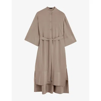 Joseph Womens Darius Detachable-belt Silk Midi Dress Escargot