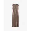 Joseph Womens Escargot Garnier Sleeveless Silk Midi Dress In Escargot