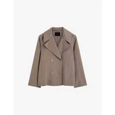 Joseph Womens Gilkes Double-breasted Wool And Silk Jacket Escargot