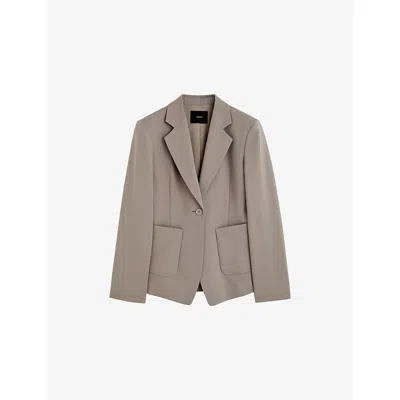 Joseph Womens Glenview Single-breasted Stretch-wool Blazer Escargot
