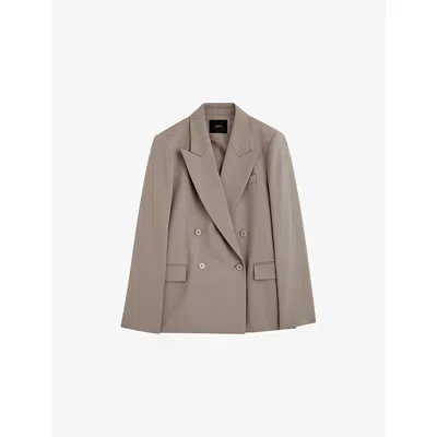 Joseph Jaden Peak-lapel Double-breasted Stretch-cotton Blazer In Escargot
