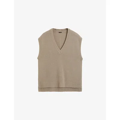 Joseph Womens V-neck Knitted Cashmere Vest Escargot Xxs