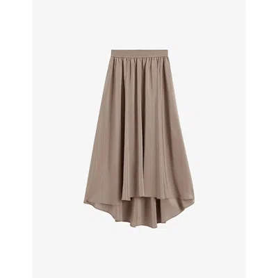 Joseph Womens Violet Elasticated-waist Silk Midi Skirt Escargot