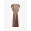 Joseph Volta Sleeveless Plisse Midi Dress In Escargot