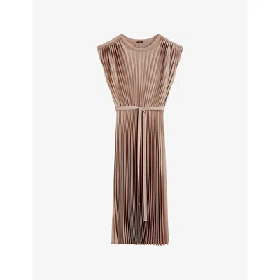 JOSEPH WOMENS JOSEPH VOLTA PLISSÉ WOVEN MIDI DRESS