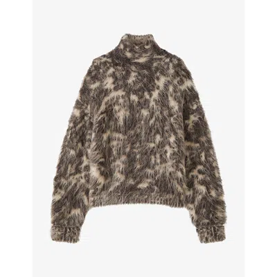 Joseph Womens Esme Animal-print Alpaca-blend Jumper Leopard Combo In Multi