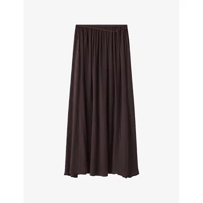 Joseph Womens Espresso Elba Tie-waist Crepe Maxi Skirt In Brown