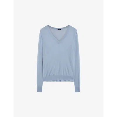 Joseph Cashair V Neck Jumper In Faded Sky