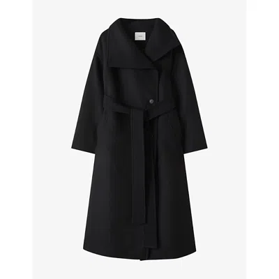 Joseph Womens Fiore Double-breasted Wool-blend Coat Black