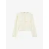 Joseph Womens Ivory Flap-pocket Boxy-fit Stretch-knit Cardigan Jacket Xl In White