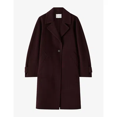 Joseph Womens Franco Longline Wool And Cashmere Coat Mahogany In Burgundy