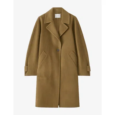 Joseph Womens Franco Single-breasted Wool And Cashmere Coat Taupe In Gold