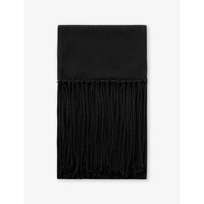 Joseph Womens Fringed-edge Cashmere Scarf Black