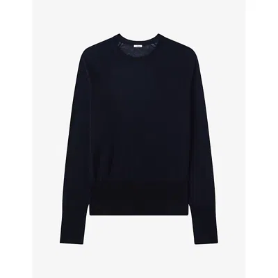 Joseph Womens Geras Long-sleeved Cashmere Top Navy In Black