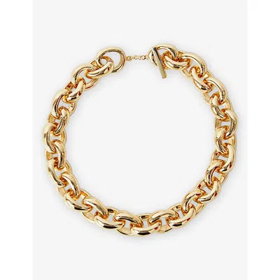Joseph Womens Gilded Gold Bean Link Brass Necklac