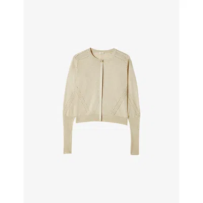 JOSEPH WOMENS GILT TASSE METALLIC-THREAD KNITTED CARDIGAN