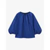 Joseph Womens Cobalt Godin Balloon-sleeve Cotton-sateen Blouse In Blue