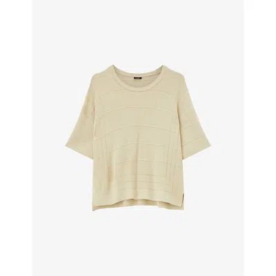 Joseph Womens Affogato Grid-knit Boxy-fit Viscose-blend T-shirt Xs In Neutral