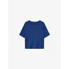 Joseph Womens Cobalt Grid-knit Boxy-fit Viscose-blend T-shirt Xs In Blue