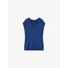 Joseph Womens Cobalt Grid-knit Relaxed-fit Viscose-blend Top Xs In Blue